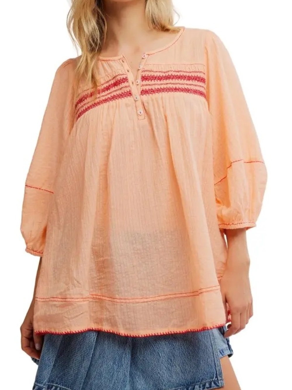 38. | Free People | Dylan Smocked Tunic | S | Oversized